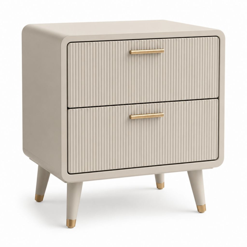 Comodino a 2 cassetti beige in MDF laccato 45 x 40 x 55 cm