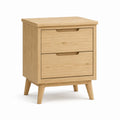 Comodino 2 cassetti in rovere massello naturale rettangolare 45 x 35 x 60 cm