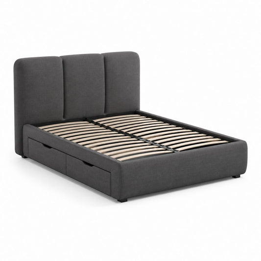 Letto contenitore matrimoniale rettangolare grigio in poliestere 160 x 200 cm
