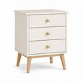 Comodino a 3 cassetti bianco in MDF e legno massello 45 x 35 x 65 cm
