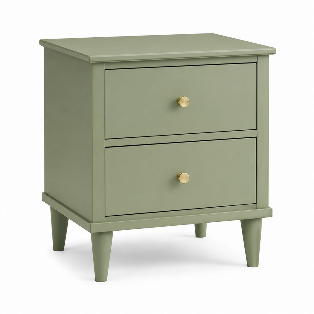 Comodino 2 cassetti verde salvia in MDF 45 x 35 x 60 cm