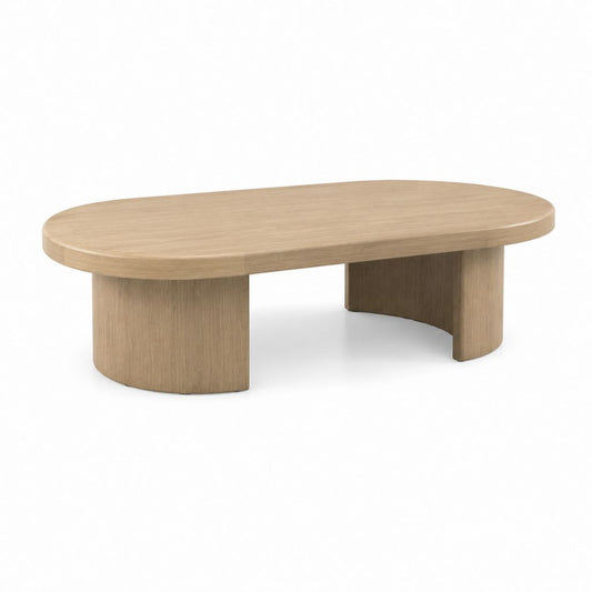 Tavolino da caffè ovale color rovere in MDF impiallacciato 120 x 60 x 40 cm