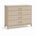 Cassettiera bassa 4 cassetti beige in MDF impiallacciato rovere rettangolare 100 x 45 x 90 cm
