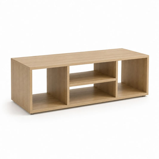 Tavolino da caffè rettangolare rovere chiaro in pannello truciolare nobilitato 120 x 60 x 45 cm con 4 vani aperti