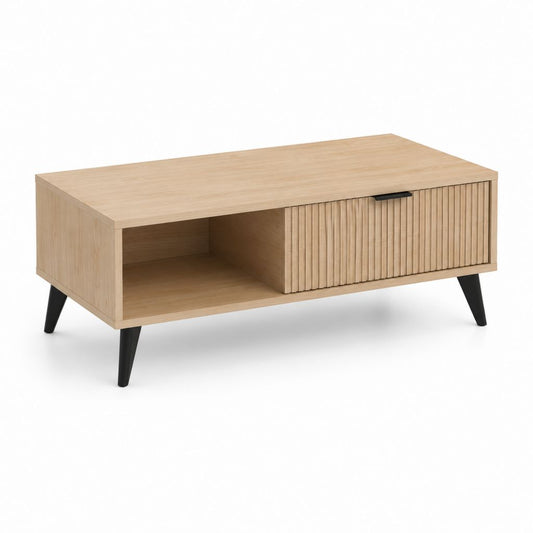 Tavolino da caffè con vano contenitore rovere chiaro MDF rettangolare 100 x 50 x 45 cm