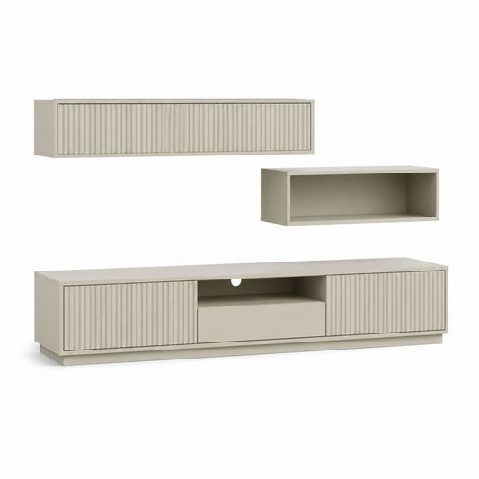 Set mobili TV da parete tortora in MDF rettangolari con mobile basso 180 x 40 x 45 cm